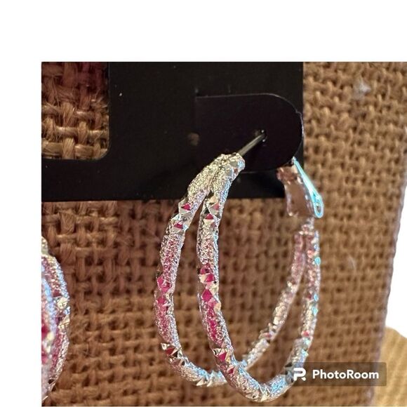 INC International Concepts silver hoop earrings NWOT - Picture 3 of 5